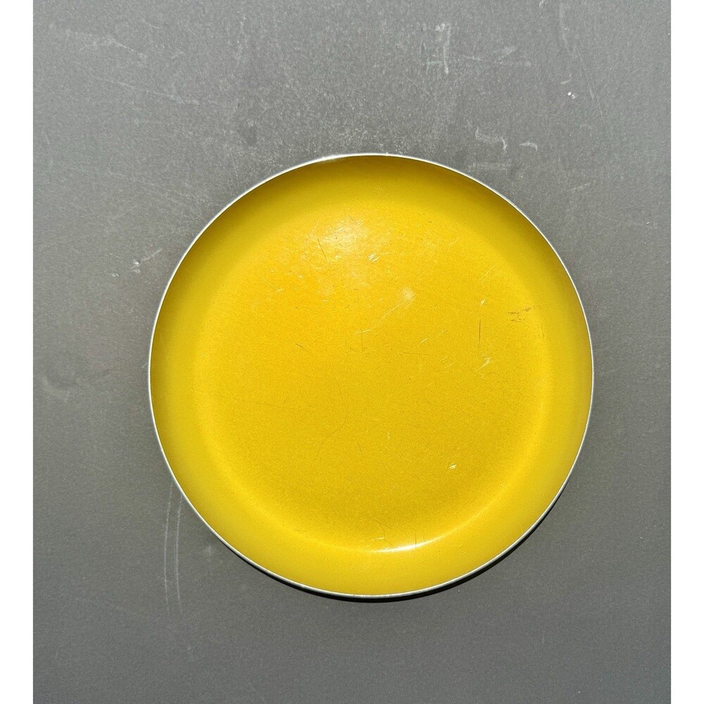 Vtg EMALOX Norway Enameled Aluminum 11” Plate MCM Neon Yellow Norwegian